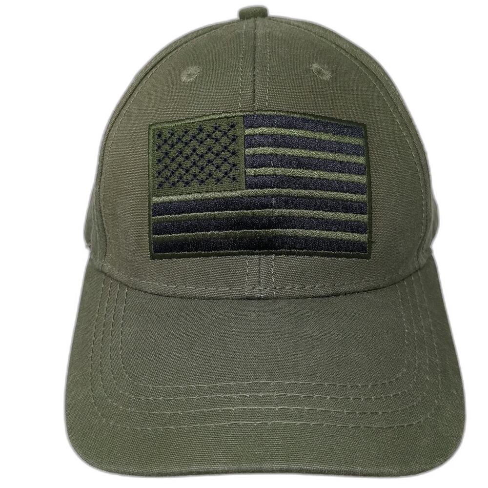 Pugs American Flag Patch Green Baseball Cap One Size Strapback Hat Embroidered